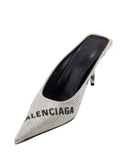 Sabot in camoscio con strass all over