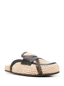 Sabot in rafia con finiture in pelle