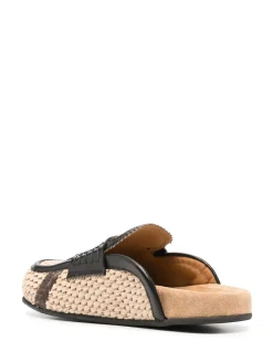 Sabot in rafia con finiture in pelle