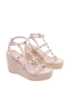 Sandali a cuneo rockstud rosa