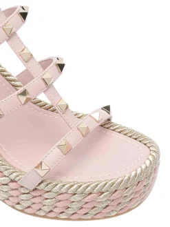 Sandali a cuneo rockstud rosa
