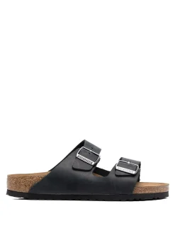 Sandali Arizona in pelle nera con fibbia