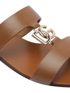 Sandali logo DG in pelle