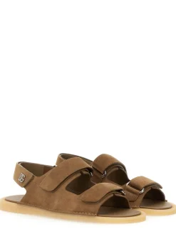 Sandalo in pelle scamosciata