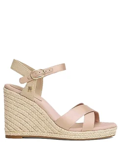 Satinato alto cuneo espadrille