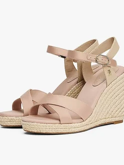 Satinato alto cuneo espadrille