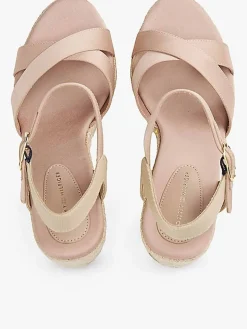Satinato alto cuneo espadrille
