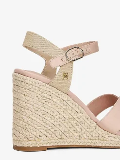 Satinato alto cuneo espadrille