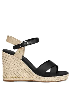 Satinato alto cuneo espadrille