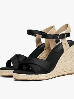Satinato alto cuneo espadrille