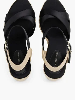 Satinato alto cuneo espadrille