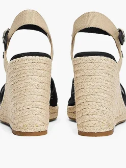 Satinato alto cuneo espadrille