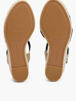 Satinato alto cuneo espadrille