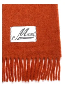 Sciarpa in alpaca garzata color Terracotta