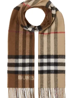 Sciarpa in cashmere con scacchi a contrasto