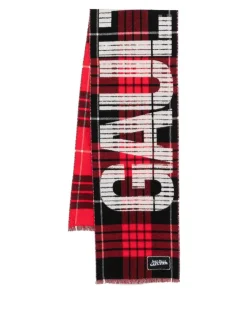 Sciarpa In Lana Tartan Con Logo