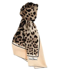 Sciarpa in twill di seta stampa leopardo