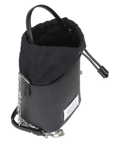 Secchiello small 5ac in pelle e tessuto
