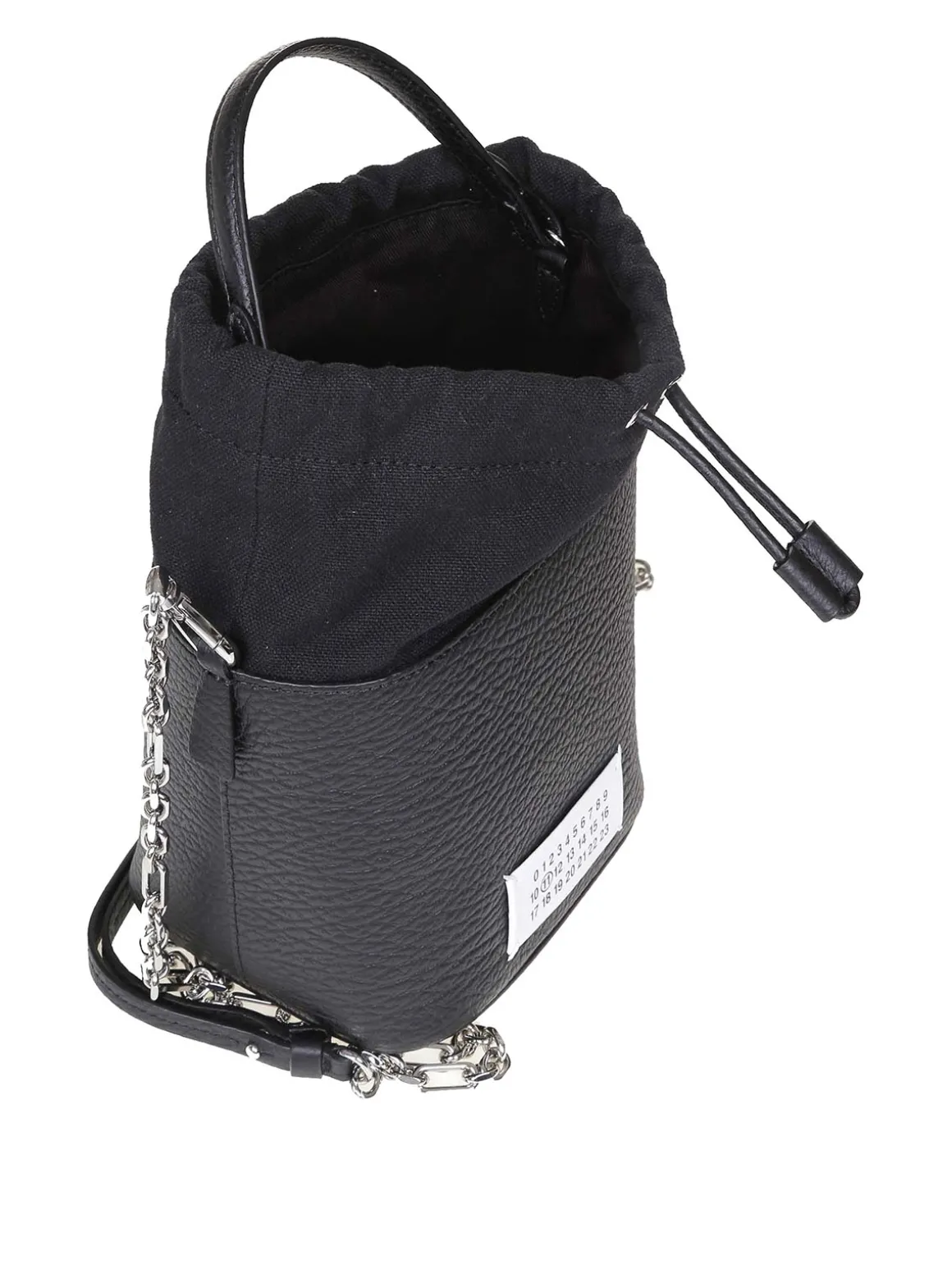 Secchiello small 5ac in pelle e tessuto