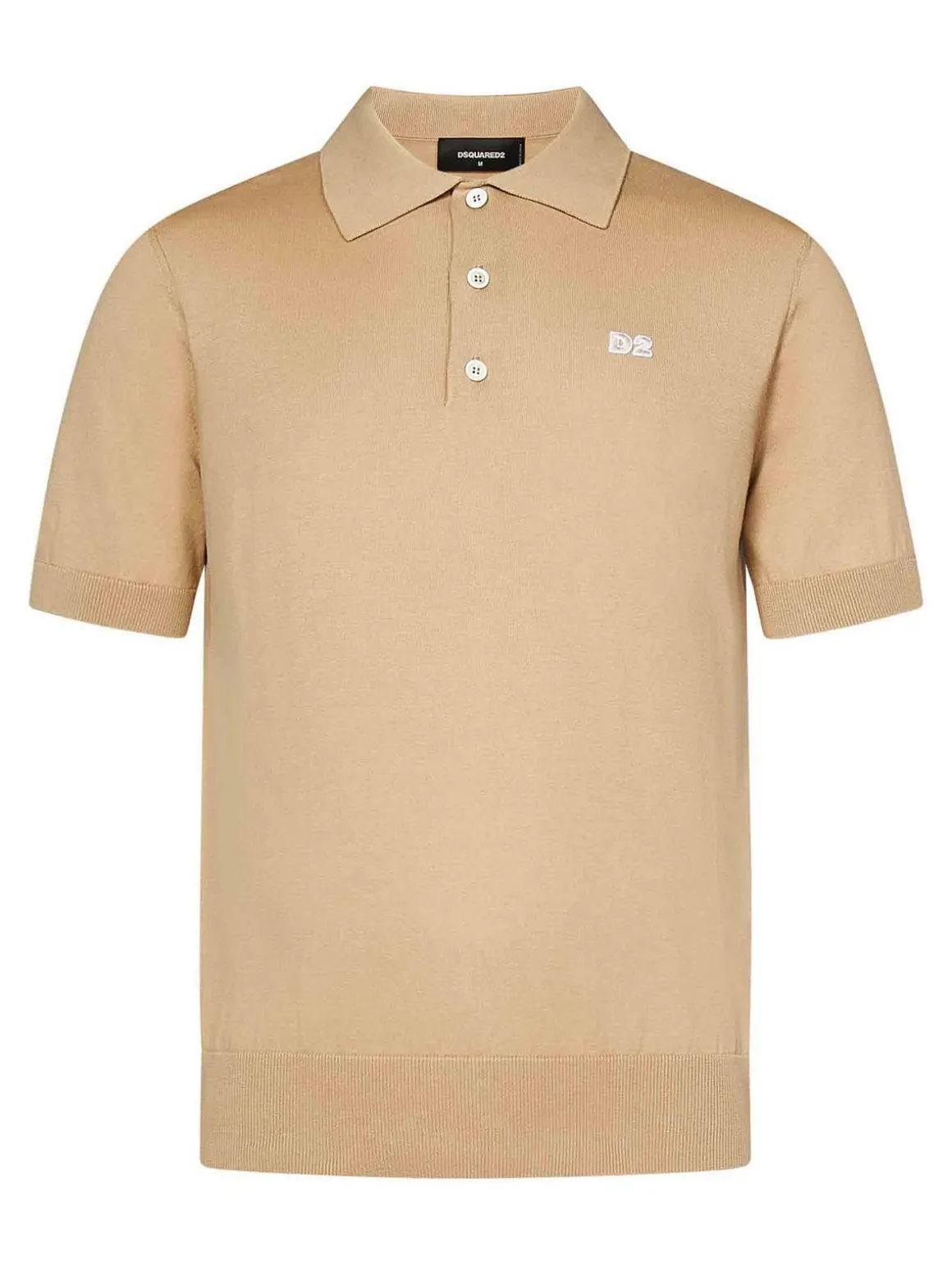Shirt polo a maniche corte in maglia beige