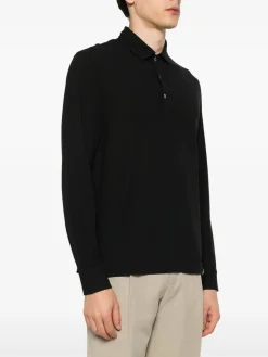 Shirt polo a maniche lunghe in maglia nero