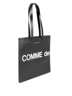 Shopper in pelle con maxi logo