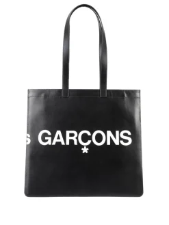 Shopper in pelle con maxi logo