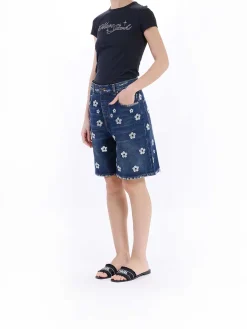 Short gamba larga Daisy di paillettes