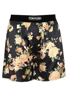 Shorti in stile pugile in seta satinica