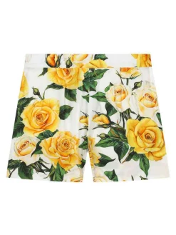 shorts con stampa di rose