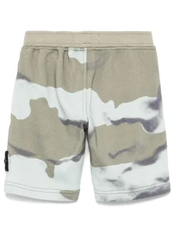 Shorts di cotone mimetico con logo