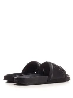 Sliders in pelle logata nera