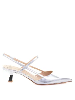 Slingback dcollet in nappa laminata argento
