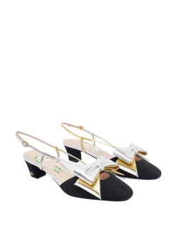 Slingback Decollete Bowow nel tessuto Moire