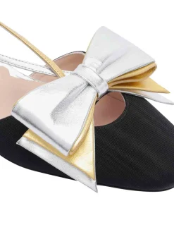 Slingback Decollete Bowow nel tessuto Moire