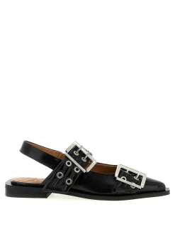 Slingback della fibbia femminile nera