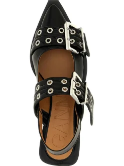 Slingback della fibbia femminile nera