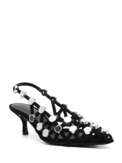 Slingback in pelle scamosciata con inserti
