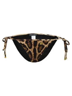 Slip bikini in misto poliammide marrone