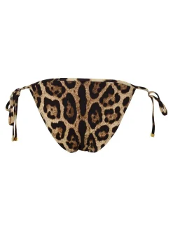 Slip bikini in misto poliammide marrone