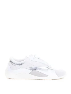 Sneaker Bianco Argento In Pelle