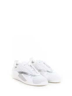 Sneaker Bianco Argento In Pelle