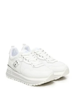 Sneaker in pelle e mesh piattaforma
