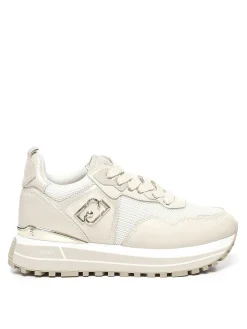 Sneaker in pelle e mesh piattaforma