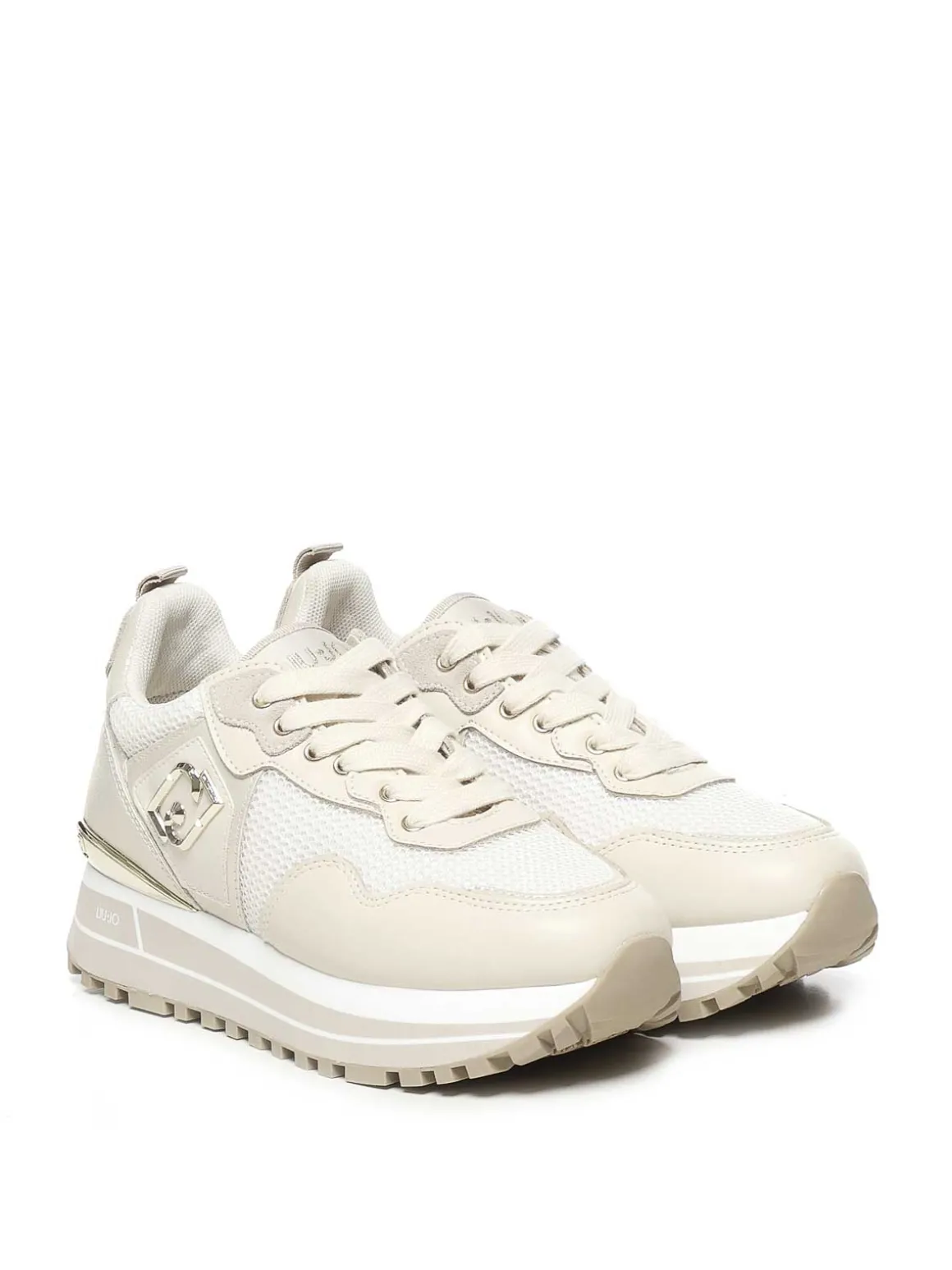 Sneaker in pelle e mesh piattaforma