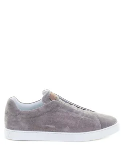 Sneaker Slip su Greige in pelle scamosciata