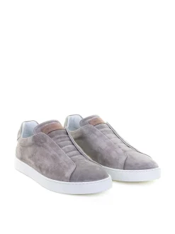 Sneaker Slip su Greige in pelle scamosciata