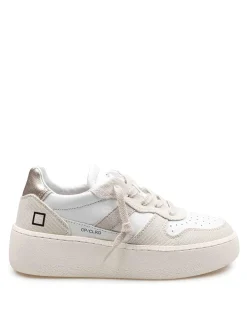 Sneakers Court Platform In Pelle E Tessuto