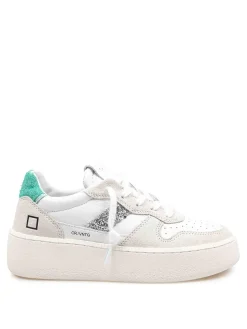 Sneakers Court Platform In Pelle E Camoscio