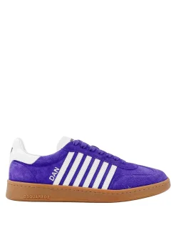 Sneakers in camoscio con bande in pelle